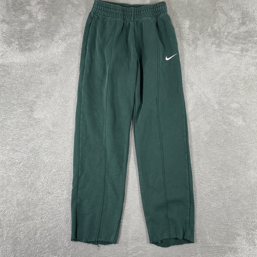 Nike Sweatpants Joggers Womens XS‎ Green Elastic Waist Raw Hem Gym Running